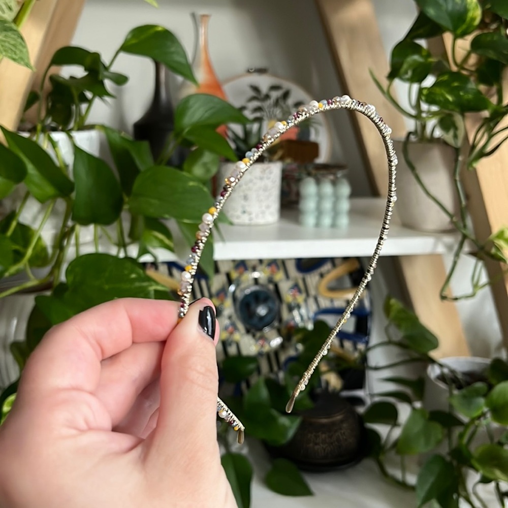 Anthropologie gold and pastel beaded headband